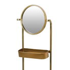 Round Gold Wall Mirror with Shelf and Wire Basket Storage 97cm x 30cm
