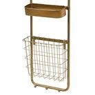 Round Gold Wall Mirror with Shelf and Wire Basket Storage 97cm x 30cm