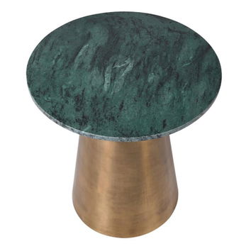 Round Green and Gold Marble Side Table