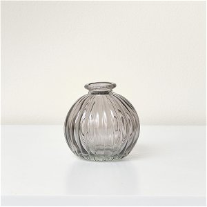 Round Grey Glass Bottle Vase - 8.5cm