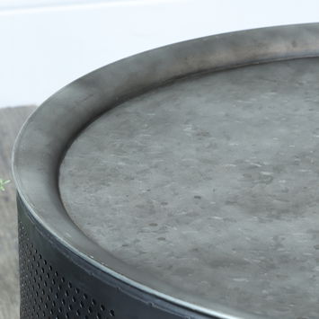 Round Grey Metal Coffee Table