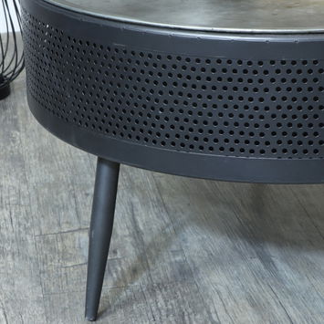 Round Grey Metal Coffee Table