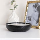 Round Hammered Black 3 Wick Candle Pot