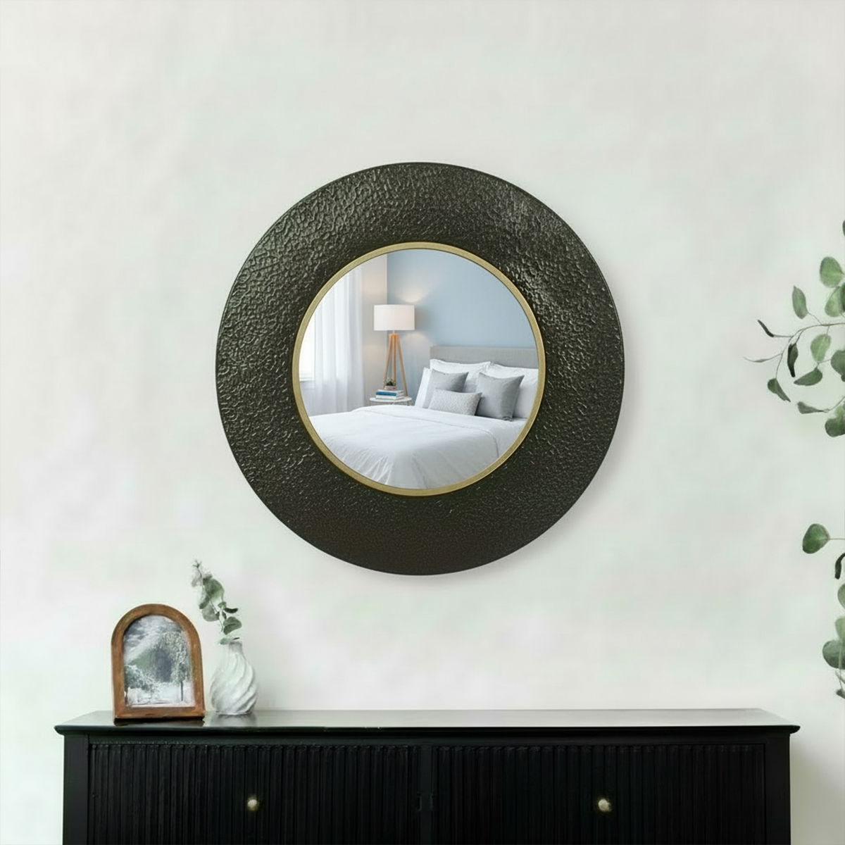 Round Hammered Wall Mirror 80cm x 80cm