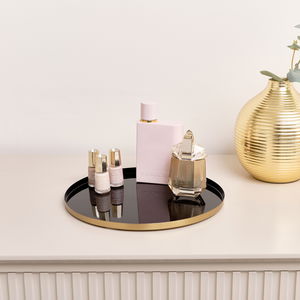 Round Metal Gold & Black Tray