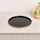 Round Metal Gold & Black Tray