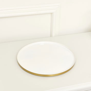 Round Metal Gold & Ivory Tray