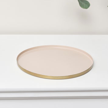 Round Metal Gold & Pink Tray