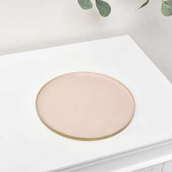 Round Metal Gold & Pink Tray