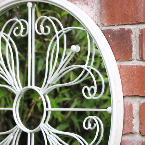 Round Metal Vintage Cream Mirror 60cm x 60cm