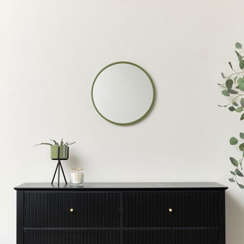 Round Olive Green Wall Mirror 40cm x 40cm