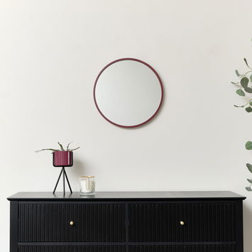 Round Plum Red Wall Mirror 40cm x 40cm