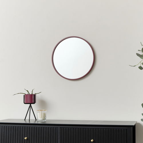 Round Plum Red Wall Mirror 40cm x 40cm