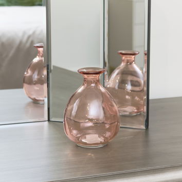 Round Rose Pink Glass Bud Vase