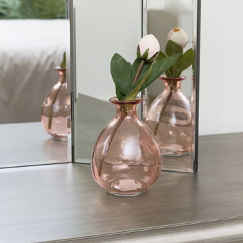 Round Rose Pink Glass Bud Vase