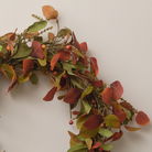 Round Rustic Green & Red Autumn Leaf Wreath