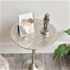 Round Silver Metal Side Table