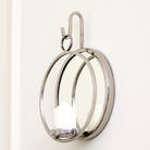 Round Silver Mirrored Wall Candle Sconce