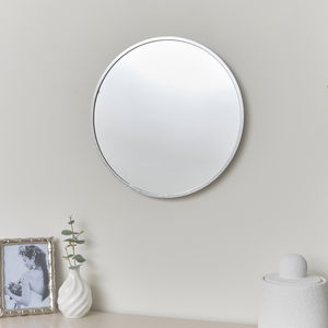 Round Silver Wall Mirror - 40cm x 40cm