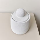 Round White Textured Cement Jar - 20cm