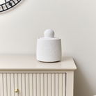 Round White Textured Cement Jar - 20cm