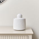 Round White Textured Cement Jar - 20cm