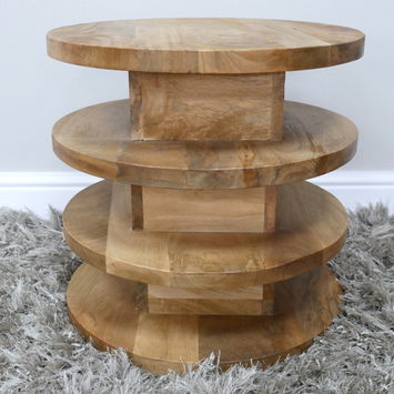 Round Wooden 4 tier Side Table