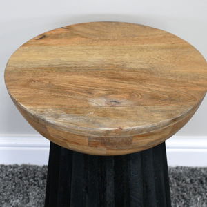 Round Wooden & Black Side Table Round Wooden & Black Side Table