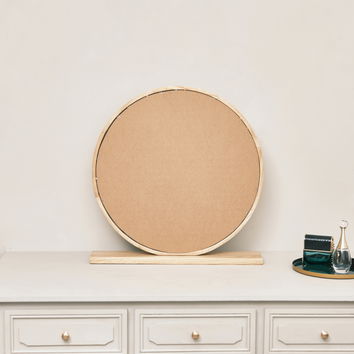 Round Wooden Freestanding Table Top Mirror 