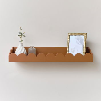 Rust Brown Scalloped Wall Storage Shelf - 61cm