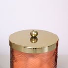 Rust Orange Patterned Glass Bathroom Canister with Gold Lid