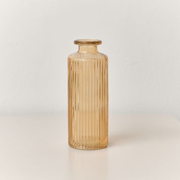 Rust Orange Ribbed Glass Bottle Vase