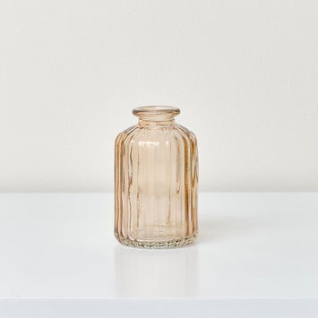 Rust Ribbed Glass Bottle Vase - 10cm