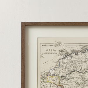 Rustic Asia Map Print Framed Wall Art - 40cm