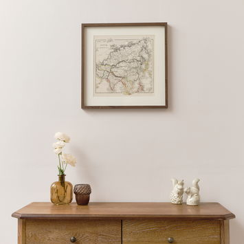 Rustic Asia Map Print Framed Wall Art - 40cm