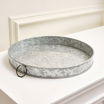 Rustic Galvanised Steel Silver Display Tray