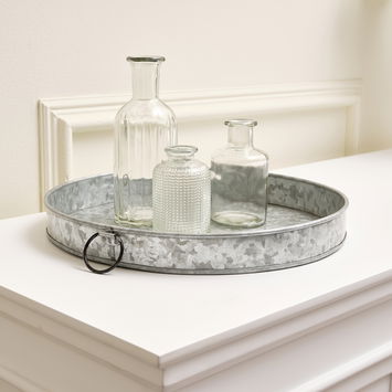 Rustic Galvanised Steel Silver Display Tray