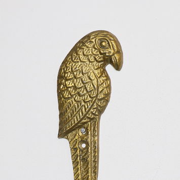 Rustic Gold Parrot Wall Hook 16cm x 6cm