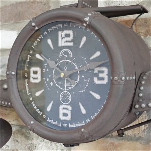 Rustic Grey Aeroplane Wall Clock