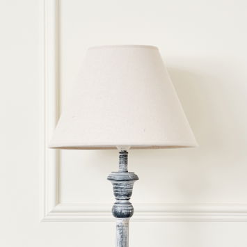 Rustic Grey Floor Lamp with Linen Shade