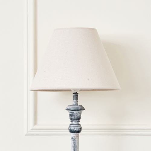 Rustic Grey Floor Lamp with Linen Shade