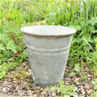 Rustic Grey Metal Bucket Planter Pot