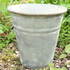 Rustic Grey Metal Bucket Planter Pot