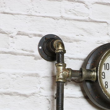 Rustic Industrial Pipework Wall Clock