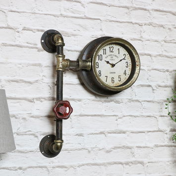 Rustic Industrial Pipework Wall Clock