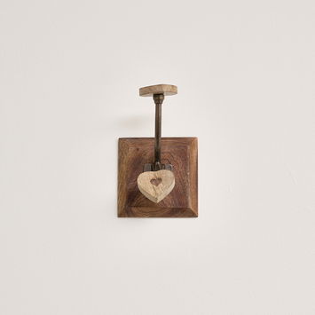 Rustic Mango Wood & Metal Heart Wall Hook