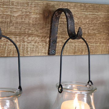 Rustic Wall Mounted Hook Tealight Holder