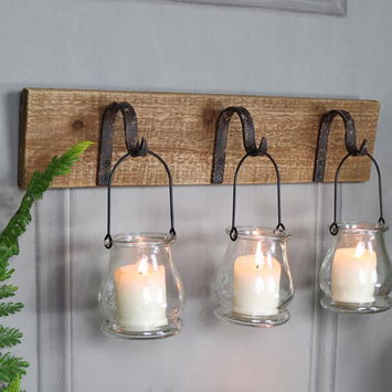 Rustic Wall Mounted Hook Tealight Holder