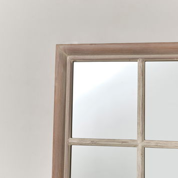 Rustic Wooden Window Wall Mirror 80cm x 50cm