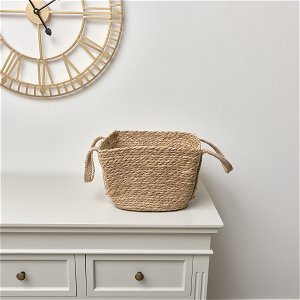 Rustic Woven Storage Basket with Handles - Large